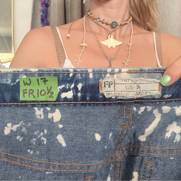 Free People Bleached Blue Tie-Dye Denim Shorts - Picture 2 of 3